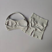 2 Pieces Yoga Suit for Women Seamless Fitness Gym Clothes Halter Sports Bra Matching Impact Shorts Workout Sets Gym Outfit