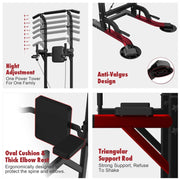 Power Tower Dip Station, Pull up Bar Stand Power Rack with Backrest and Resistance Band, Height Adjustable Strength Training Equipment for Fitness Home Workout, Black