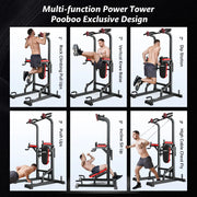 Multifunction Power Tower with Rock Climbing Grip and Incline Bench Adjustable Dip Station Pull up Bar for Home Gym Strength Training Workout 480Lbs
