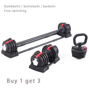 Adjustable Switch Free Dumbbell to Kettlebell and Barbell Professional Strength Training Fitness Equipment