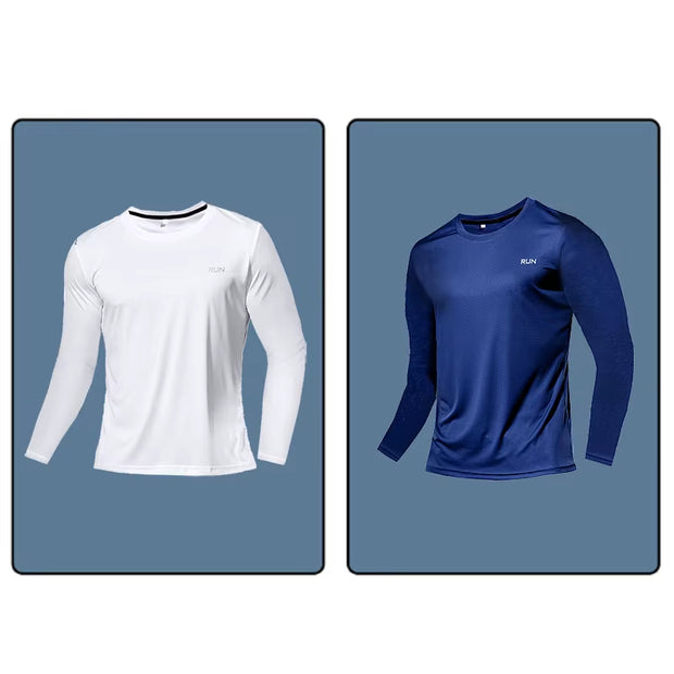 Men Long Sleeve Sport T-Shirt Quick Dry Running Shirt Breathable Anti-Sweat Top Gym T Shirt Men Fitness Gym Clothing Men 2023