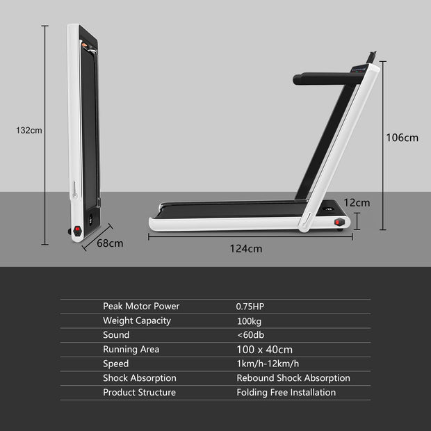 Folding Treadmill Electric 1-12KM/H with Bluetooth