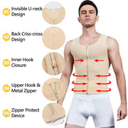 Mens Slimming Body Shaper Chest Compression Shirt Gynecomastia Moobs Undershirt Waist Trainer Belly Sweat Vest Workout Tank Tops