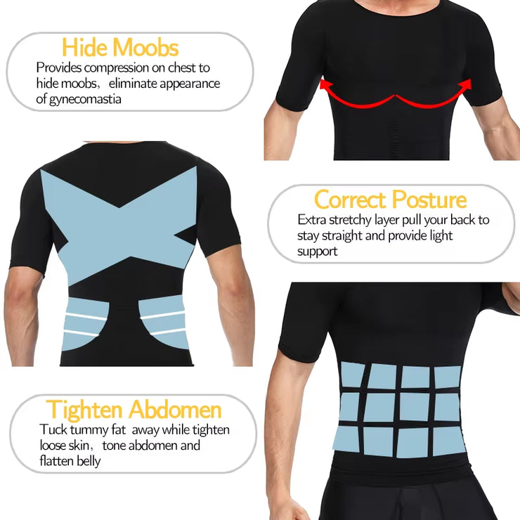 1/2 PCS Men Body Shaper T-Shirt Slimming Shapewear Corrective Posture Belly Control Compression Man Modeling Underwear Corset