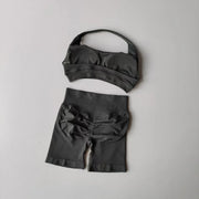 2 Pieces Yoga Suit for Women Seamless Fitness Gym Clothes Halter Sports Bra Matching Impact Shorts Workout Sets Gym Outfit