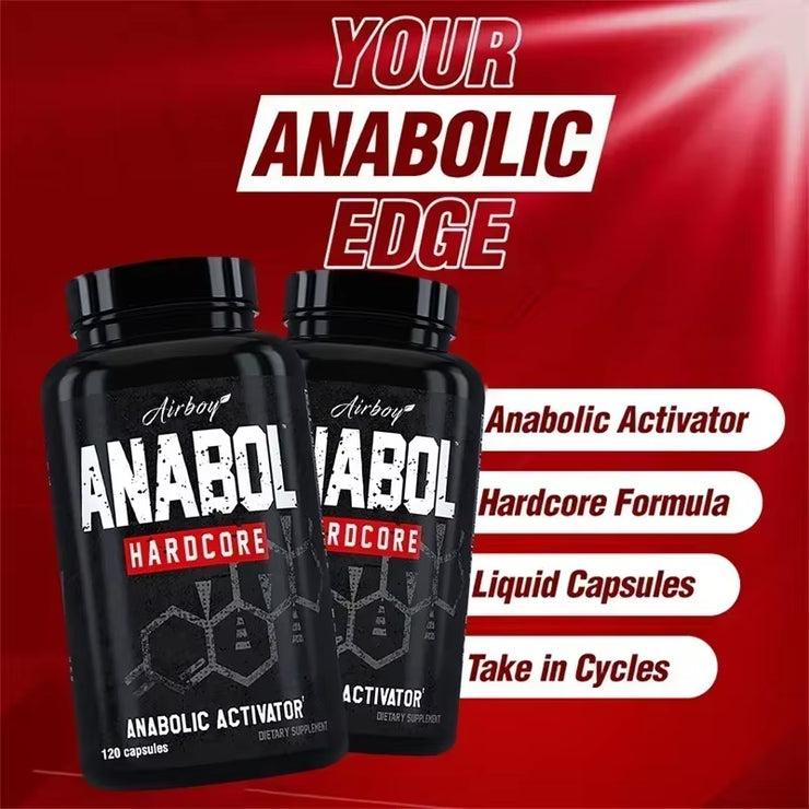 Anabol Hardcore 120 Capsules - Muscle Building, Improves Fitness Performance, Energy Support