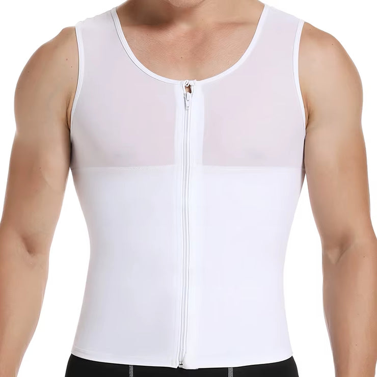 Mens Slimming Body Shaper Chest Compression Shirt Gynecomastia Moobs Undershirt Waist Trainer Belly Sweat Vest Workout Tank Tops