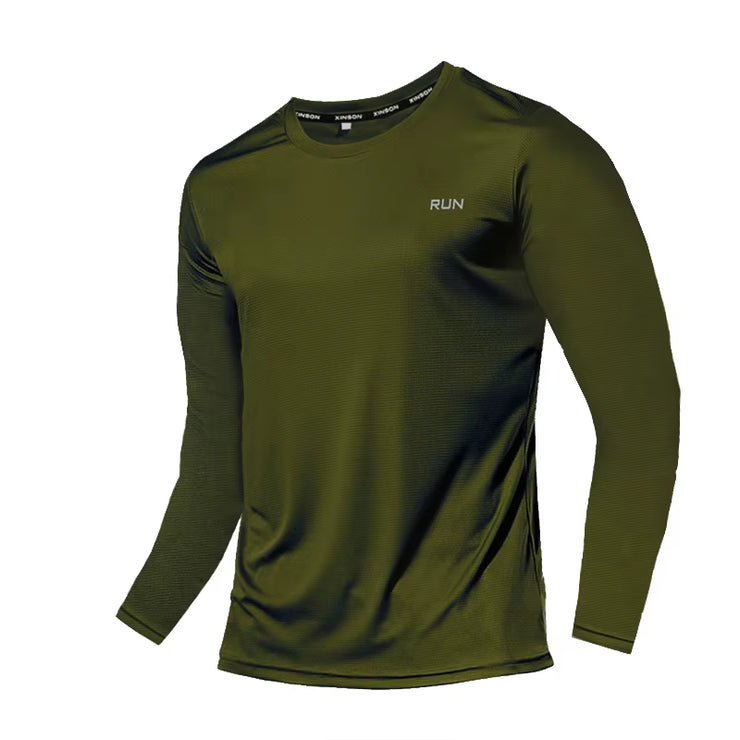 Men Long Sleeve Sport T-Shirt Quick Dry Running Shirt Breathable Anti-Sweat Top Gym T Shirt Men Fitness Gym Clothing Men 2023