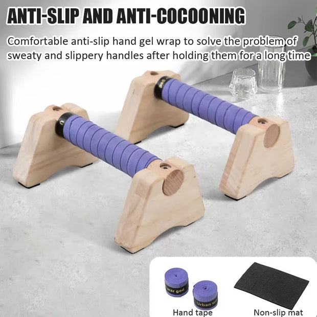 Wooden Push-Up Stand Non-Slippush up Bar Handles Fitness Pushup Board Calisthenics Parallettes Bar Exercise Equipment for Home