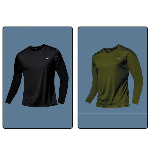 Men Long Sleeve Sport T-Shirt Quick Dry Running Shirt Breathable Anti-Sweat Top Gym T Shirt Men Fitness Gym Clothing Men 2023
