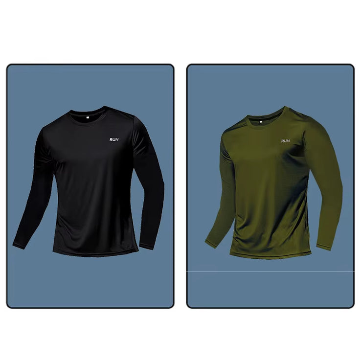 Men Long Sleeve Sport T-Shirt Quick Dry Running Shirt Breathable Anti-Sweat Top Gym T Shirt Men Fitness Gym Clothing Men 2023