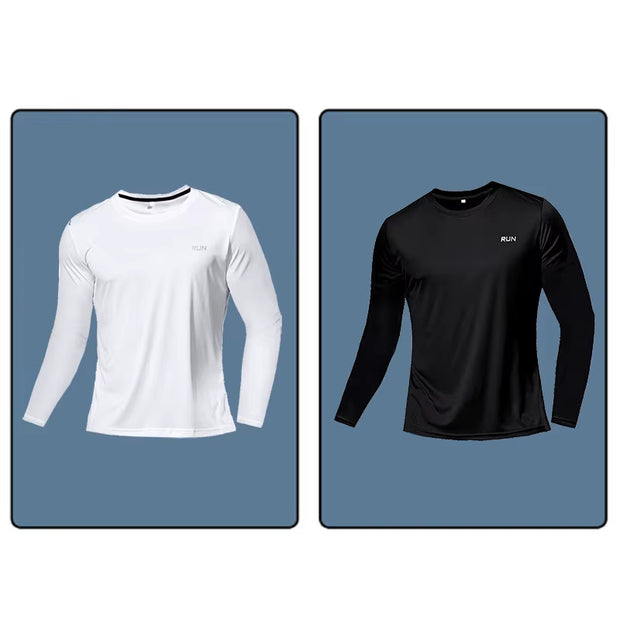 Men Long Sleeve Sport T-Shirt Quick Dry Running Shirt Breathable Anti-Sweat Top Gym T Shirt Men Fitness Gym Clothing Men 2023