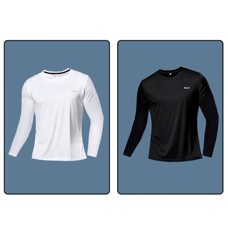 Men Long Sleeve Sport T-Shirt Quick Dry Running Shirt Breathable Anti-Sweat Top Gym T Shirt Men Fitness Gym Clothing Men 2023
