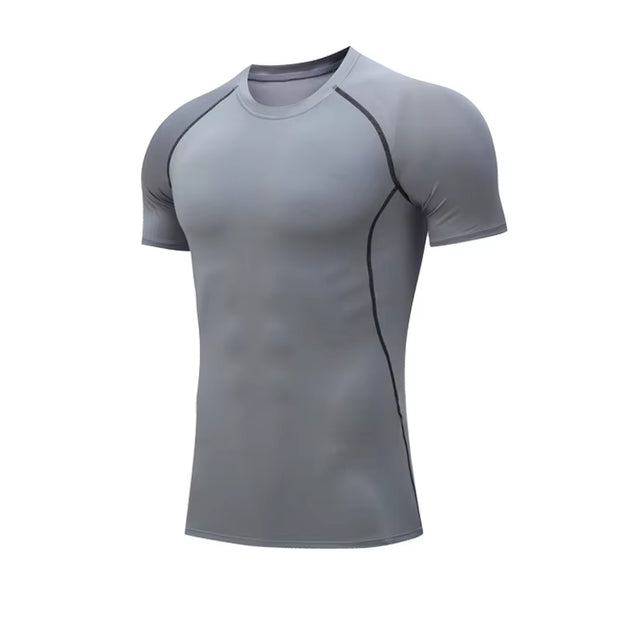 Men Short Sleeve T-Shirt Quick Dry Compression Shirts Fitness Gym T-Shirts Sport Bodybuilding Shirt Running Football Tee Shirts
