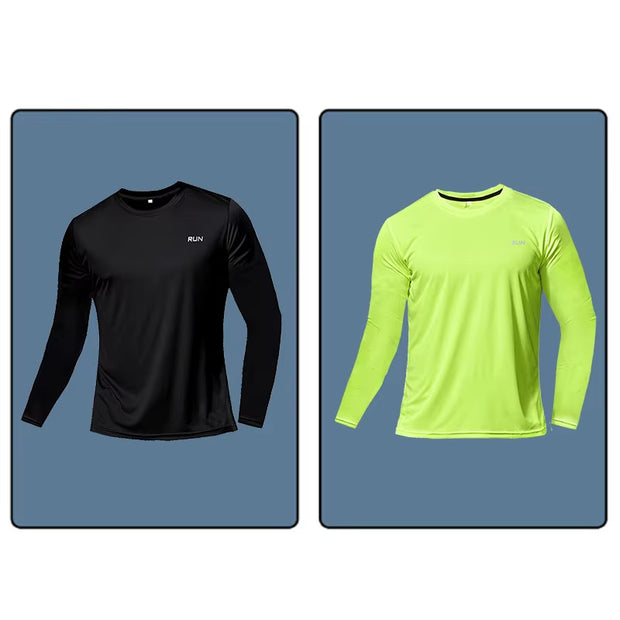 Men Long Sleeve Sport T-Shirt Quick Dry Running Shirt Breathable Anti-Sweat Top Gym T Shirt Men Fitness Gym Clothing Men 2023