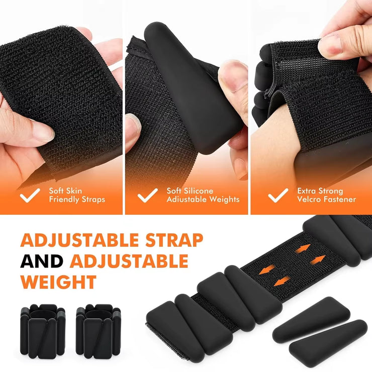 1Pair Ankle Weights for Women,2 Lbs/4 Lbs Adjustable Wrist Arm Weights for Women & Men Yoga Training Walking Jogging Aerobics