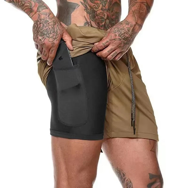 Running Shorts Men Gym Sports Shorts 2 in 1 Quick Dry Workout Training Gym Fitness Jogging Short Pants Summer Men Shorts