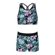 Girls Two Pieces Printed Swimwear Swimsuits Tank Top + Shorts Kids Tracksuits Ballet Gym Outfits Summer Childrens Bathing Suits