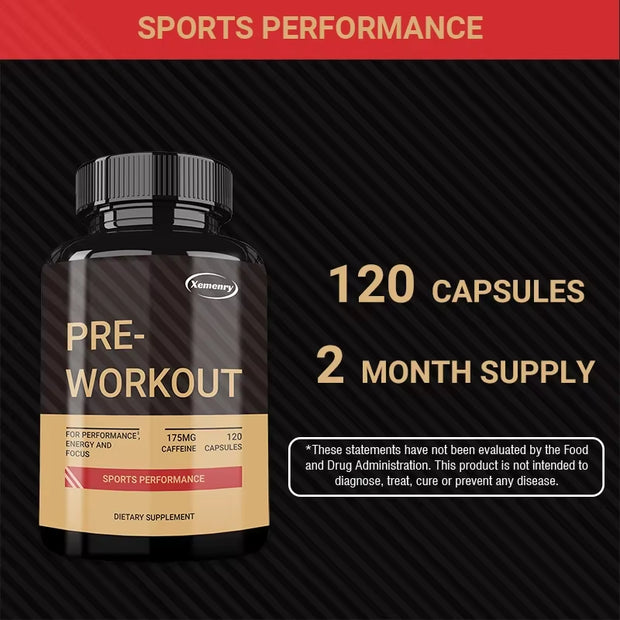 Pre-Workout Supplement - Replenish Energy, to Help Build Muscle, Enhance Energy and Performance