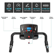 Electric Motorised Treadmill Folding Running Walking Machine Home Gym 9% Incline