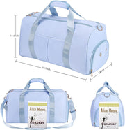 Gym Duffle Bag Dry Wet Separated Gym Bag Sport Duffle Bag Training Handbag Yoga Bag with Extra Drawstring Backpack for Man and Women (Blue-Upgrade) Large