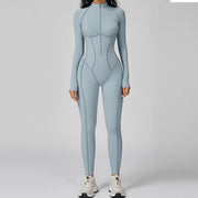 Yoga Suit Seamless Jumpsuit Summer Long Sleeve Zipper Sports Wear Gym Fitness Bodysuits Women Running Workout Clothes