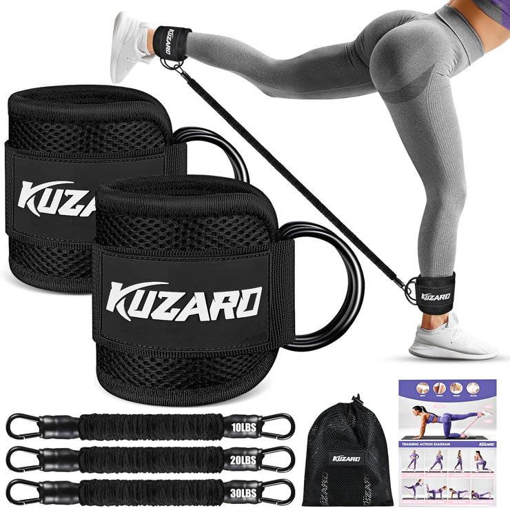 KUZARO Resistance Bands Set with Ankle Straps, Legs and Glutes Workout Equipment
