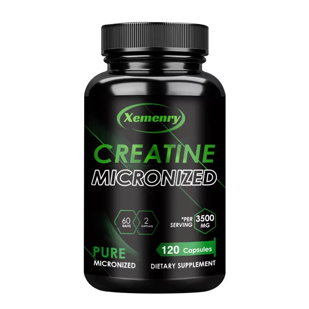 Creatine Monohydrate - Build Muscle and Improve Performance, Explosive Power for Men, Increase Strength - 120 Capsules