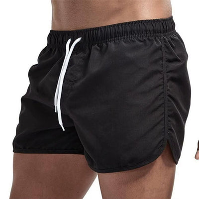 Summer Low-Rise Elastic Waistband Drawstring Beach Surfing Shorts Breathable Side Irregular Trim Men Swimwear Shorts
