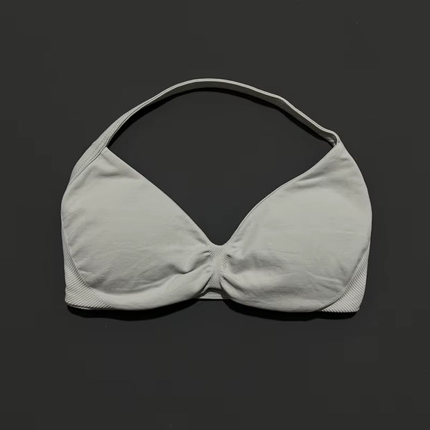 Impact Strappy Bra Gym Top Women High Support Thin Strap Halter Sports Seamless Bras Scrunch Push-Up Workout Yoga Tanks