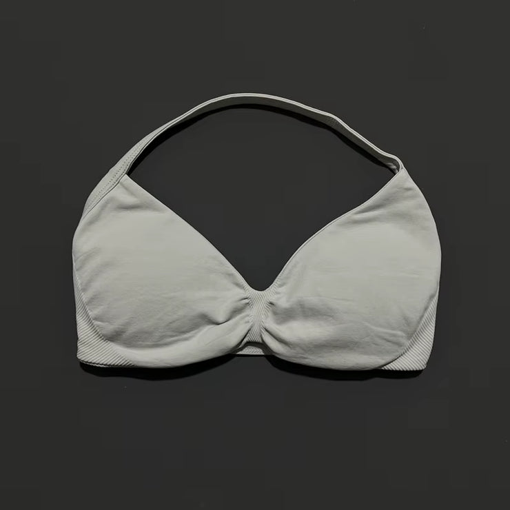 Impact Strappy Bra Gym Top Women High Support Thin Strap Halter Sports Seamless Bras Scrunch Push-Up Workout Yoga Tanks