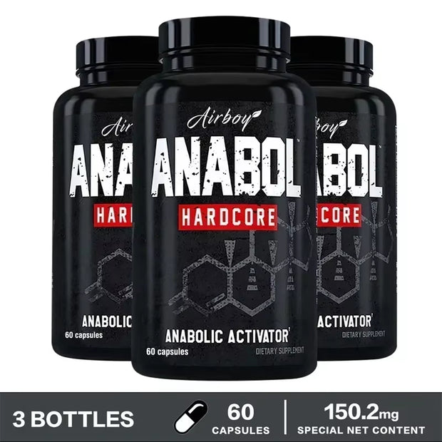 Anabol Hardcore 120 Capsules - Muscle Building, Improves Fitness Performance, Energy Support
