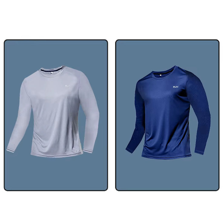 Men Long Sleeve Sport T-Shirt Quick Dry Running Shirt Breathable Anti-Sweat Top Gym T Shirt Men Fitness Gym Clothing Men 2023