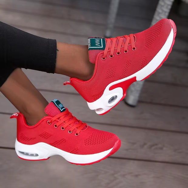 Women Casual Shoes Breathable Walking Mesh Flat Shoes Platform Sneakers Women Tenis Gym Vulcanized Shoes White Female Footwear