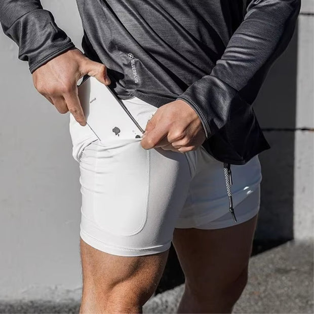 Running Shorts Men Gym Sports Shorts 2 in 1 Quick Dry Workout Training Gym Fitness Jogging Short Pants Summer Men Shorts