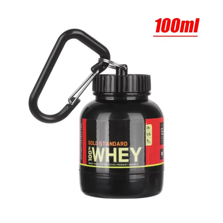 100ML Outdoor Sport Mini Portable Protein Container Powder Bottle with Whey Keychain Health Funnel Medicine Box Small Water Cup