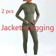 Newest Zipper Long Sleeve Yoga Set 2PCS High Waist Fitness Sport Gym Suit Sportwear Women Set Workout Clothestracksuit Academic