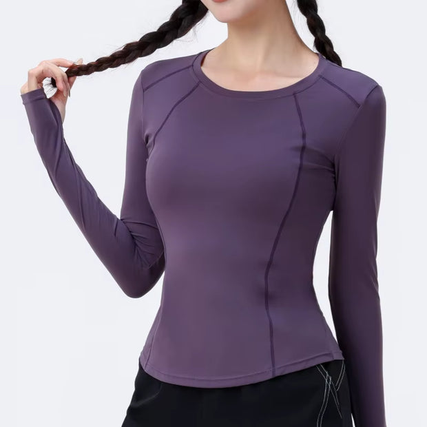 Slim Fit Yoga Shirt Women Long Sleeve Gym Top Breathable Athletic Tee Lightweight Quick Dry Running Shirt Autumn New