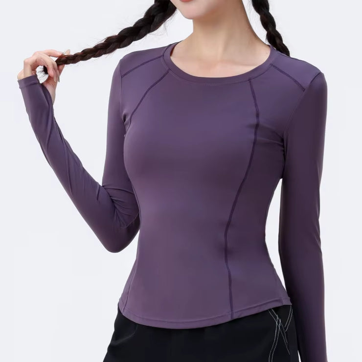 Slim Fit Yoga Shirt Women Long Sleeve Gym Top Breathable Athletic Tee Lightweight Quick Dry Running Shirt Autumn New