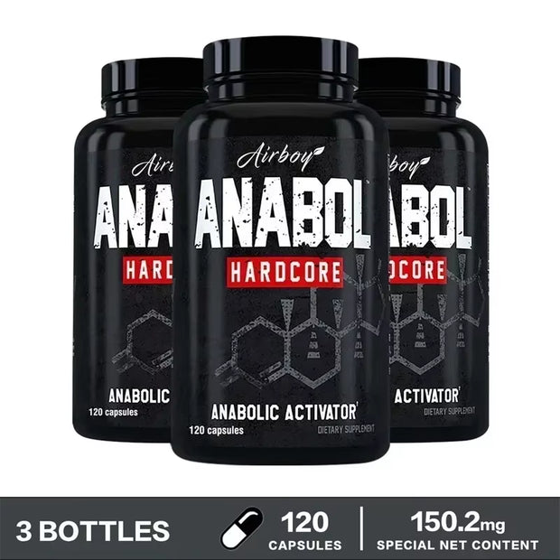 Anabol Hardcore 120 Capsules - Muscle Building, Improves Fitness Performance, Energy Support