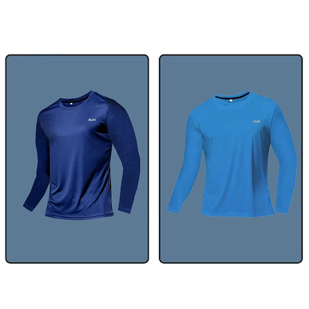 Men Long Sleeve Sport T-Shirt Quick Dry Running Shirt Breathable Anti-Sweat Top Gym T Shirt Men Fitness Gym Clothing Men 2023