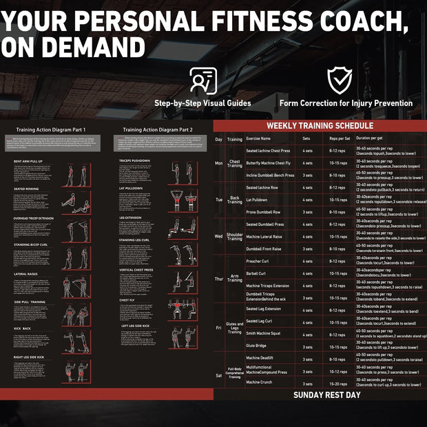 Home Gym Station, Workout Station with 105LBS Weight Stack, Home Gym Equipment W/ Handle Set