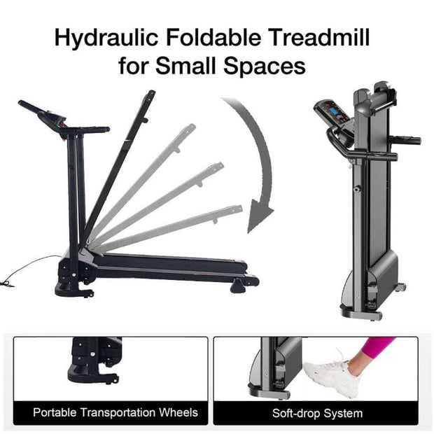 Electric Motorised Treadmill Folding Running Walking Machine Home Gym 9% Incline