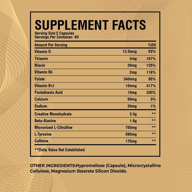 Pre-Workout Supplement - Replenish Energy, to Help Build Muscle, Enhance Energy and Performance