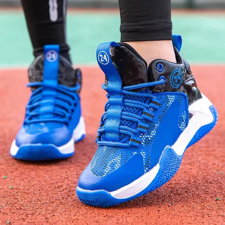 New Thick Sole Soft Boys Basketball Shoes Non-Slip Children Sport Shoes Outdoor Boys Basketball Sneakers Rubber Kids Gym Shoes