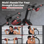 Multifunction Power Tower with Rock Climbing Grip and Incline Bench Adjustable Dip Station Pull up Bar for Home Gym Strength Training Workout 480Lbs