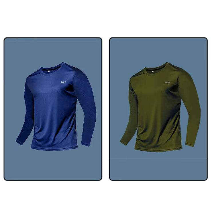 Men Long Sleeve Sport T-Shirt Quick Dry Running Shirt Breathable Anti-Sweat Top Gym T Shirt Men Fitness Gym Clothing Men 2023