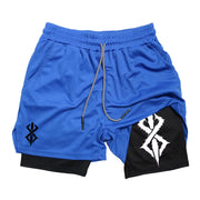 Summer Shorts for Men 2 in 1 Athletic Gym Workout Running Performance Shorts Print with Phone Pocket Quick Dry Breathable