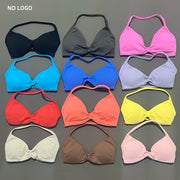 Impact Strappy Bra Gym Top Women High Support Thin Strap Halter Sports Seamless Bras Scrunch Push-Up Workout Yoga Tanks