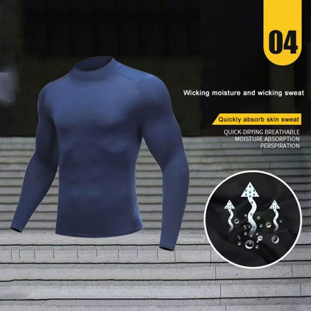 Men Compression Running T-Shirt Fitness Tight Long Sleeve Sport Shirts Training Jogging Tops Gym Sportswear Quick Dryer T-Shirt